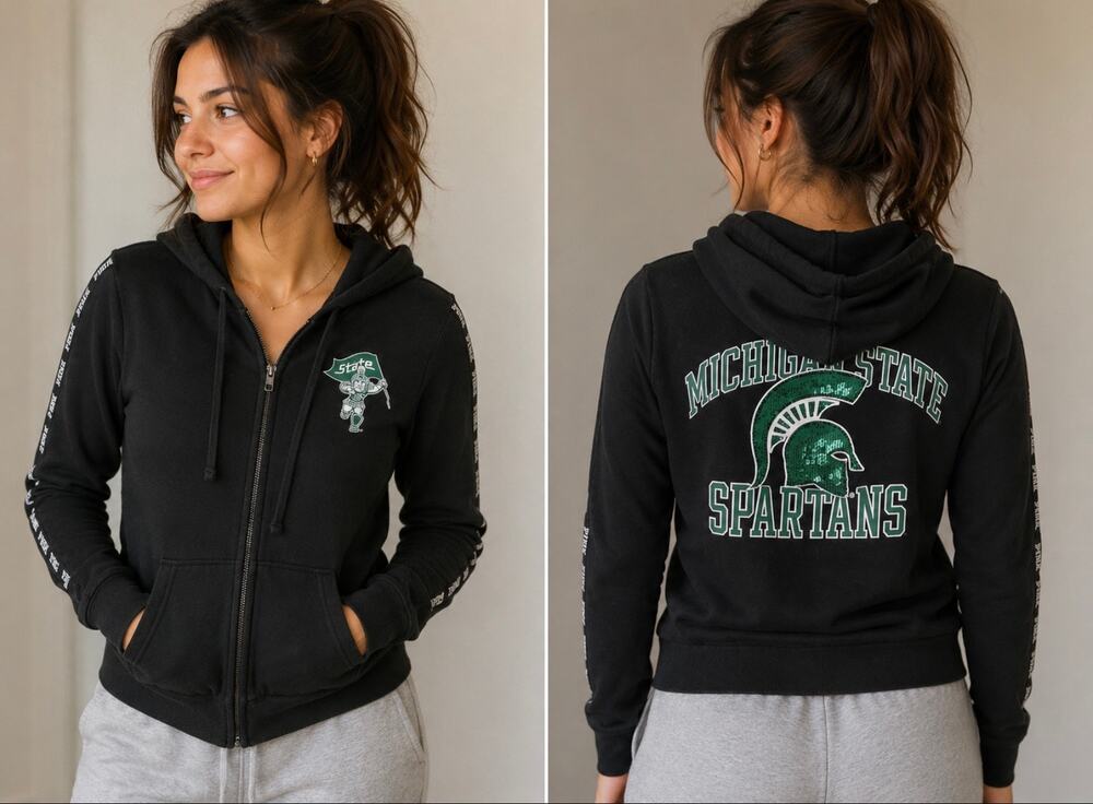 PINK Victoria’s Secret Michigan State Spartans Hoodie XS Black